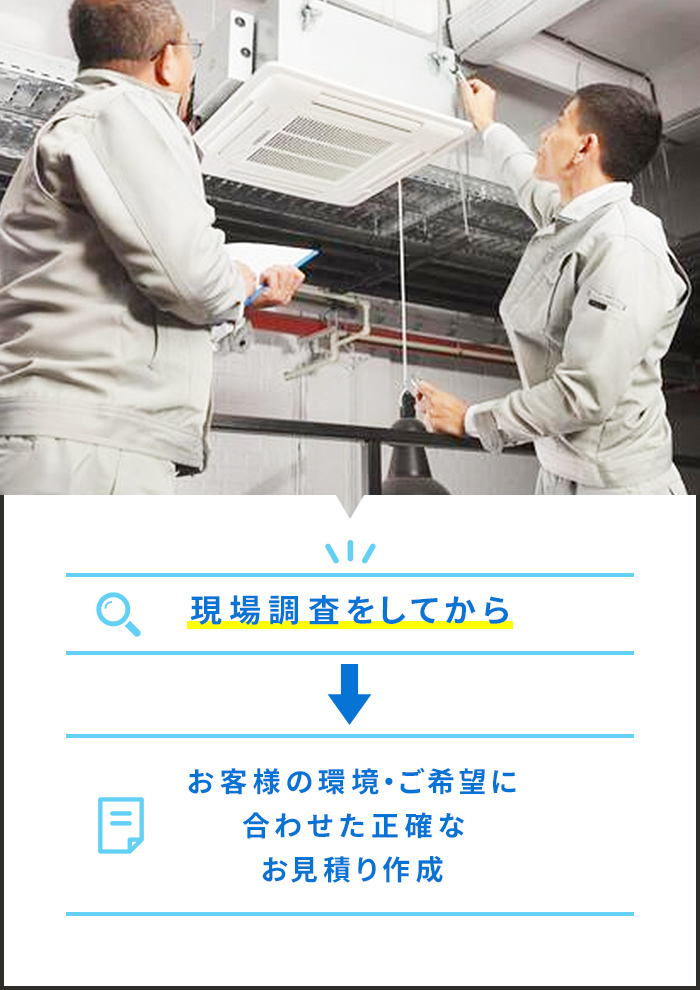 現場調査をしてから お客様の環境・ご希望に合わせた正確なお見積り作成