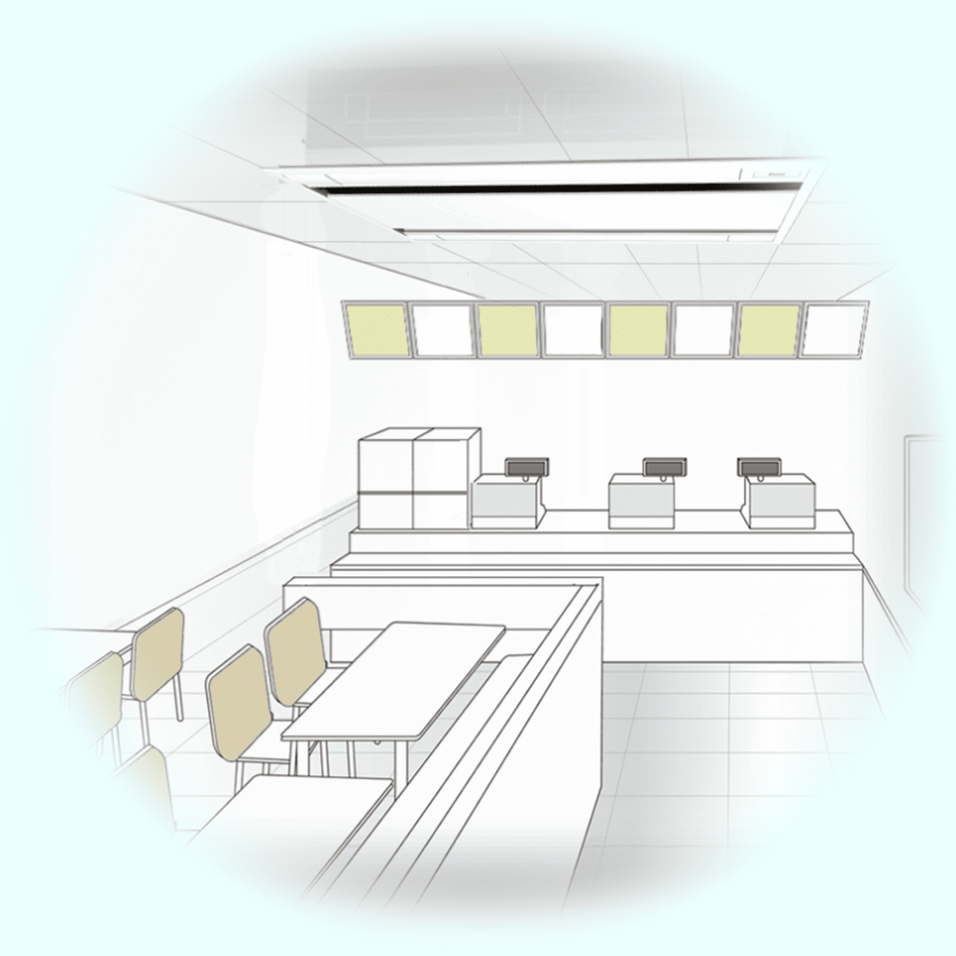 業務用エアコンの室内機（天井カセット形2方向）