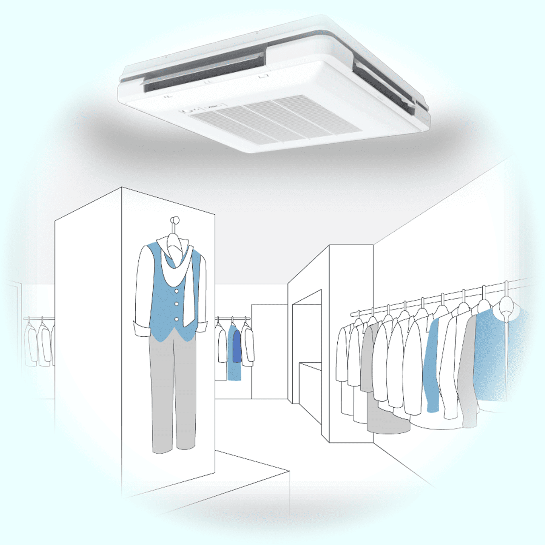 業務用エアコンの室内機（天吊自在形ワンダ風流）